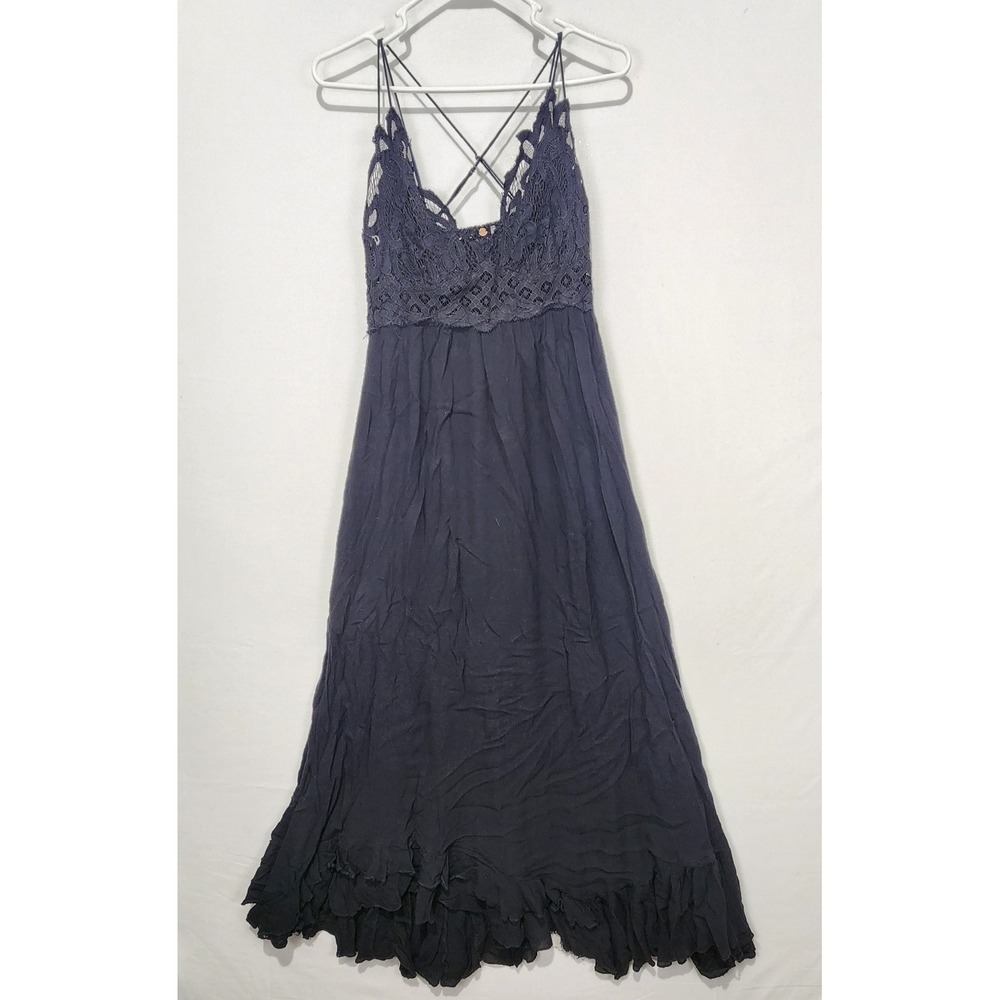 Free People Women's Airy Comfy Minimalist Maxi Dress Black Size S